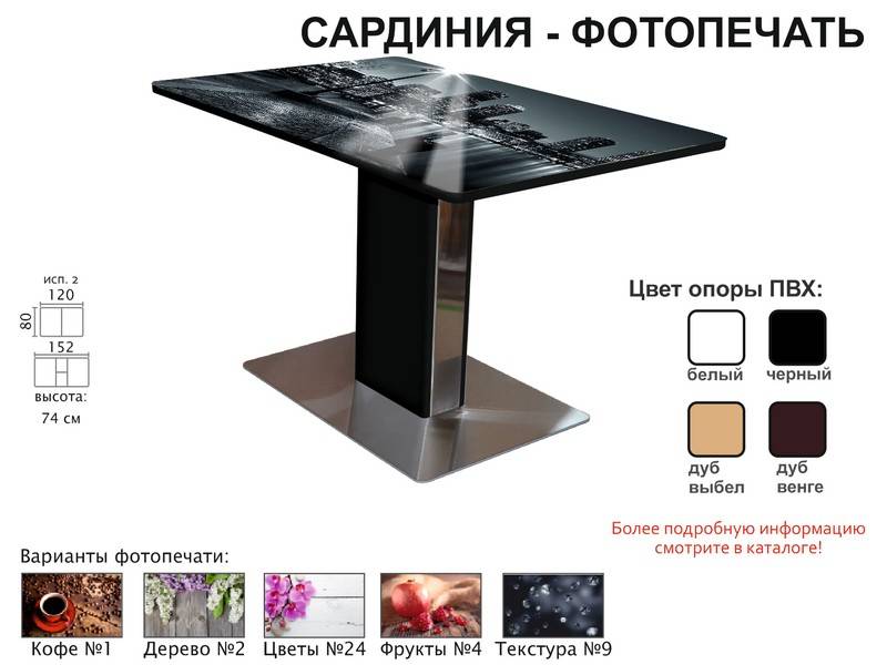 стол обеденный сардиния фотопечать в Челябинске