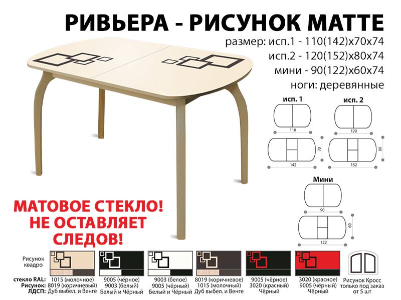 стол обеденный ривьера рисунок матте в Челябинске