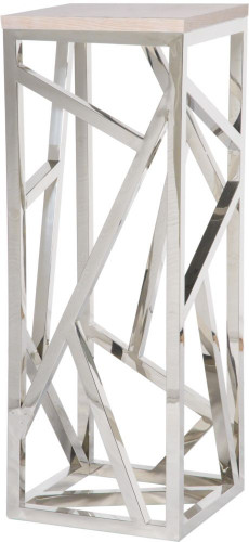 консоль geometric высокая 40x40x110 хром, белая столешница в Челябинске