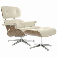 кресло eames style lounge chair & ottoman кремовое в Челябинске