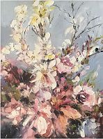 картина маслом красивые цветы 90*120 см. в Челябинске