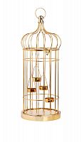 подсвечник-фонарь золотой на 4 свечи клетка shabby, 58 см в Челябинске