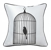 подушка с птичкой в клетке birdie in a cage white в Челябинске