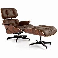 кресло eames style lounge chair & ottoman premium коричневое в Челябинске