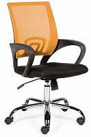 кресло компьютерное спринг(orange - black) база хром / оранжевая сетка / черная ткань в Челябинске