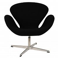 кресло arne jacobsen style swan chair черная шерсть в Челябинске