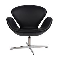 кресло arne jacobsen style swan chair черное в Челябинске