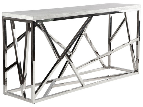 консоль geometric 180x50x90 хром, белая столешница в Челябинске