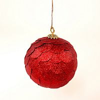 шар новогодний красный с блестящими чешуйками paper ball, 10 см в Челябинске