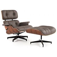 кресло eames style lounge chair кожа коричневое в Челябинске