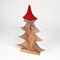 украшение новогоднее большое ель деревянная красная в горошек love tree, 42х27х5 см в Челябинске
