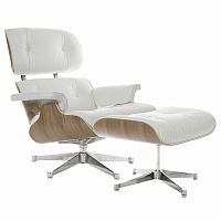 кресло eames style lounge chair & ottoman белое в Челябинске