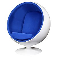 кресло eero ball chair синее с белым в Челябинске