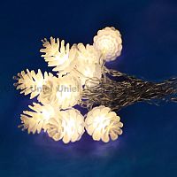 светодиодная гирлянда «шишки» 280см белая (09582) uniel uld-s0280-020/dta warm white ip20 pine cones в Челябинске