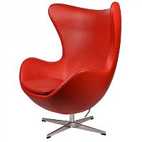 кресло arne jacobsen style egg chair кожа красное в Челябинске