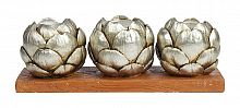 подсвечник сеербряный на 3 свечи на подставке шишки fir cone, 28 см в Челябинске