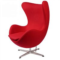 кресло arne jacobsen style egg chair красная шерсть в Челябинске