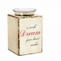 подсвечник деревянный бежевый со стеклом мечта твоего сердца provence cream, 15 см в Челябинске