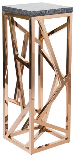 консоль geometric высокая 40x40x110 золото, серая столешница в Челябинске