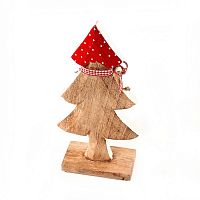 украшение новогоднее ель деревянная красная в горошек love tree, 28х12х6 см в Челябинске