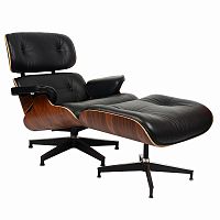 кресло eames style lounge chairчерное с коричневым в Челябинске