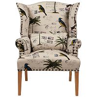 кресло мягкое с ушами quinn tufted armchair бежевое с рисунком в Челябинске