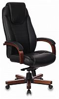 кресло для руководителя бюрократ бюрократ t-9923 walnut, обивка: натуральная кожа, цвет: кожа (black) в Челябинске
